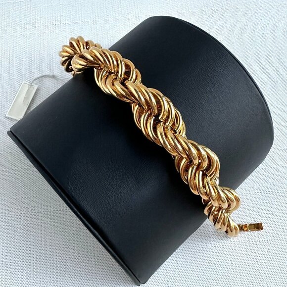 Bijoux Givenchy Gold Tone Rope Twist Bracelet 8" - Picture 2 of 13